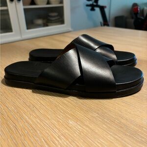 Madewell Black Leather Criss Cross Slides, size 8, excellent used condition